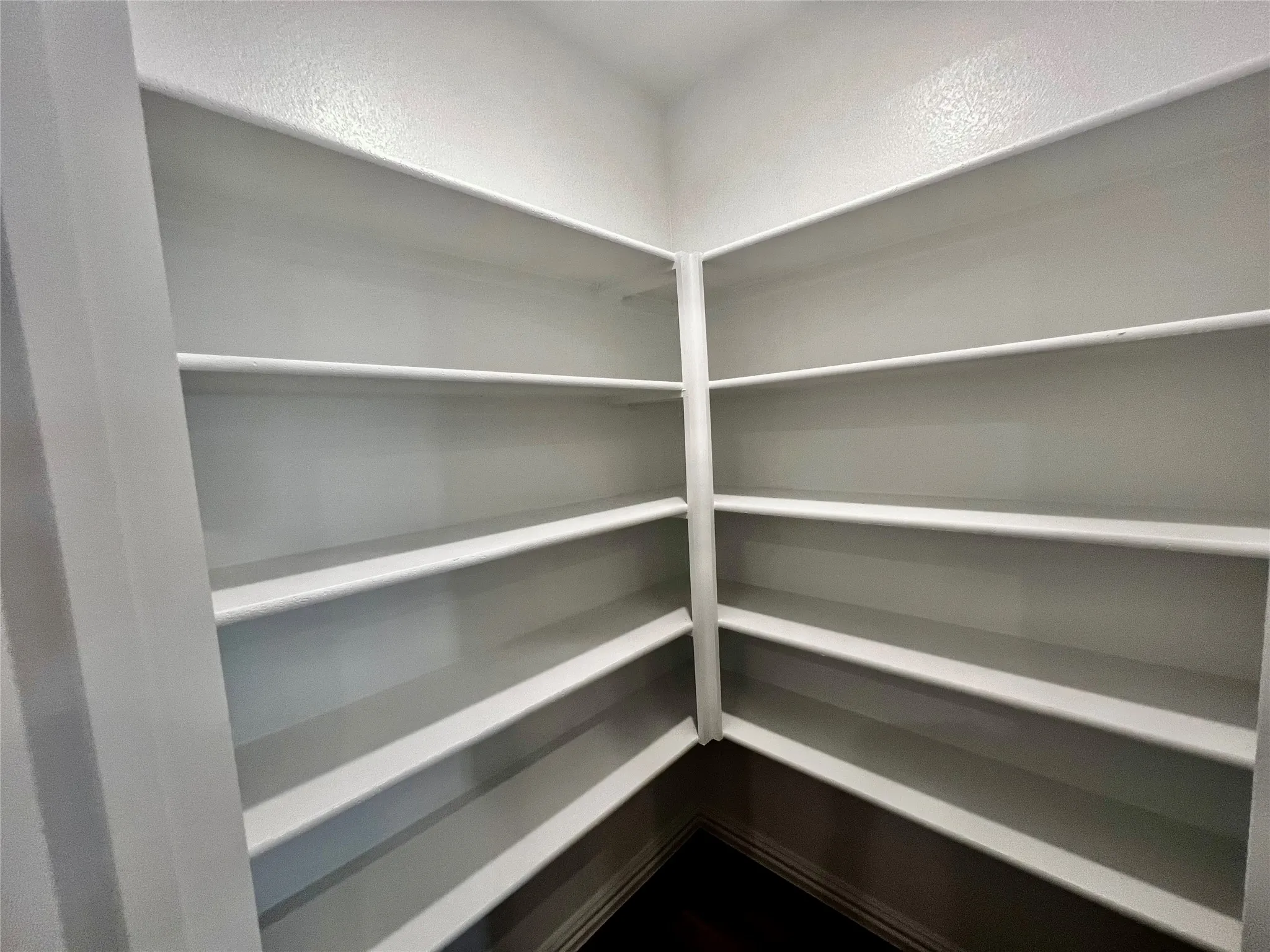 Walk-in pantry with extensive built-in shelving