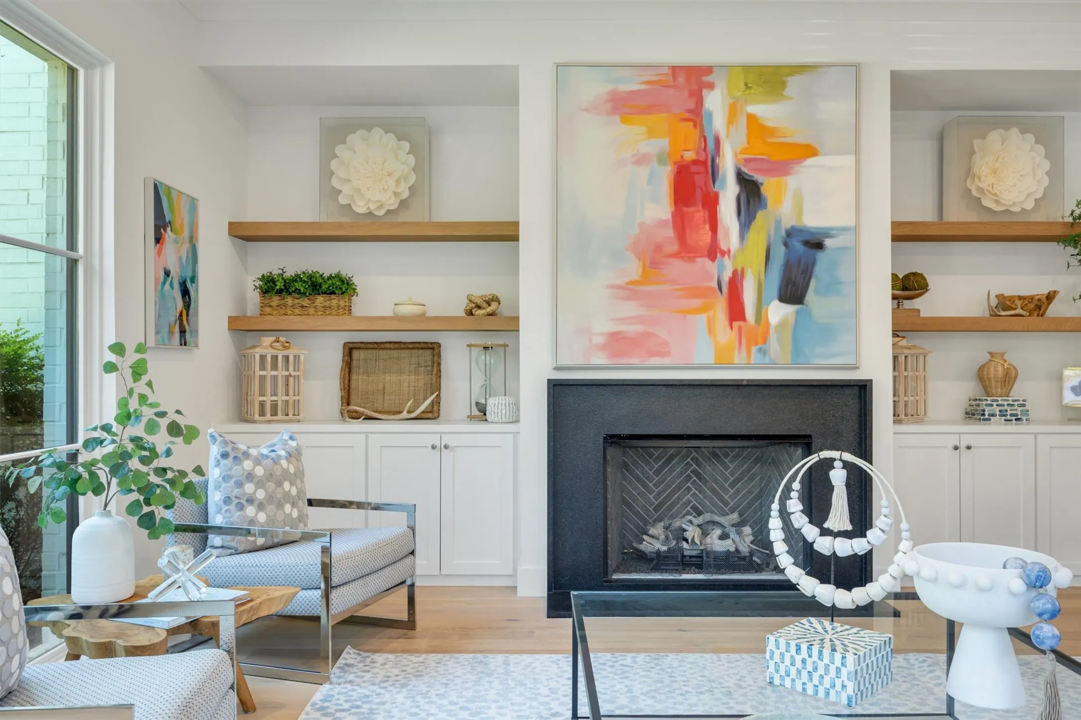 Notice the storage under great display space with open shelving. High ceilings too.