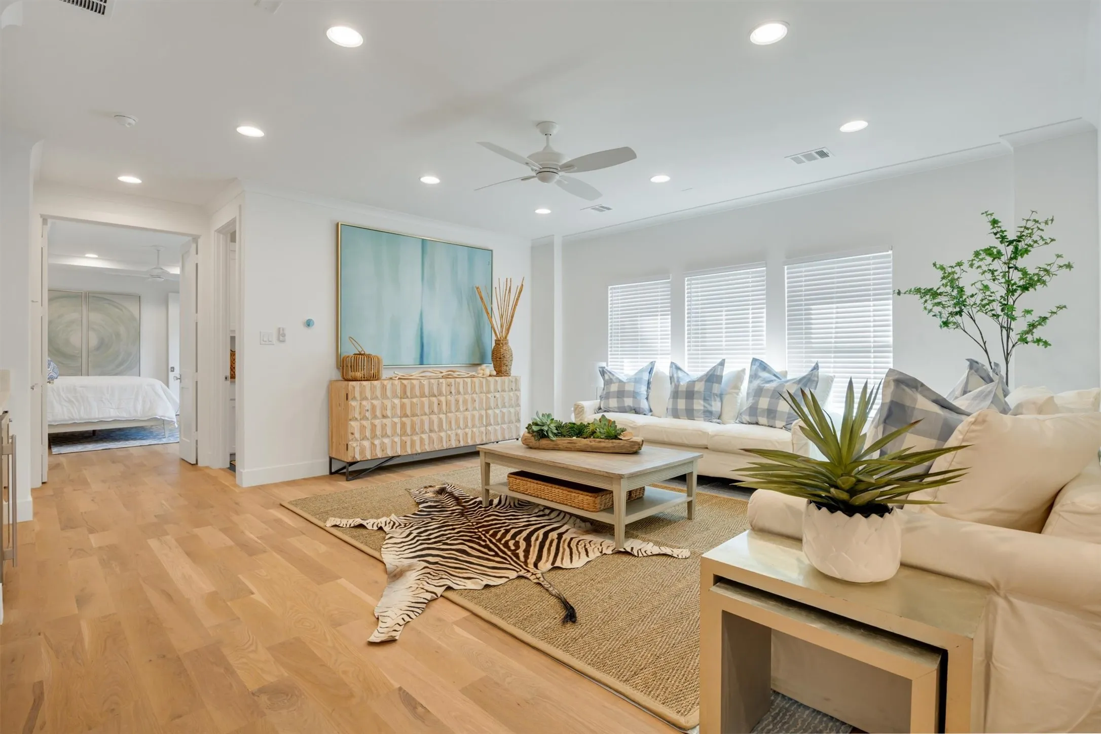 This is a VERY spacious upstairs living area that sits between the primary bedroom and the 2 upstairs bedrooms which each have their own connected bathrooms. There is also a 4th bedroom on the first floor with it's own bathroom. AND a powder bath downstairs near the kitchen.