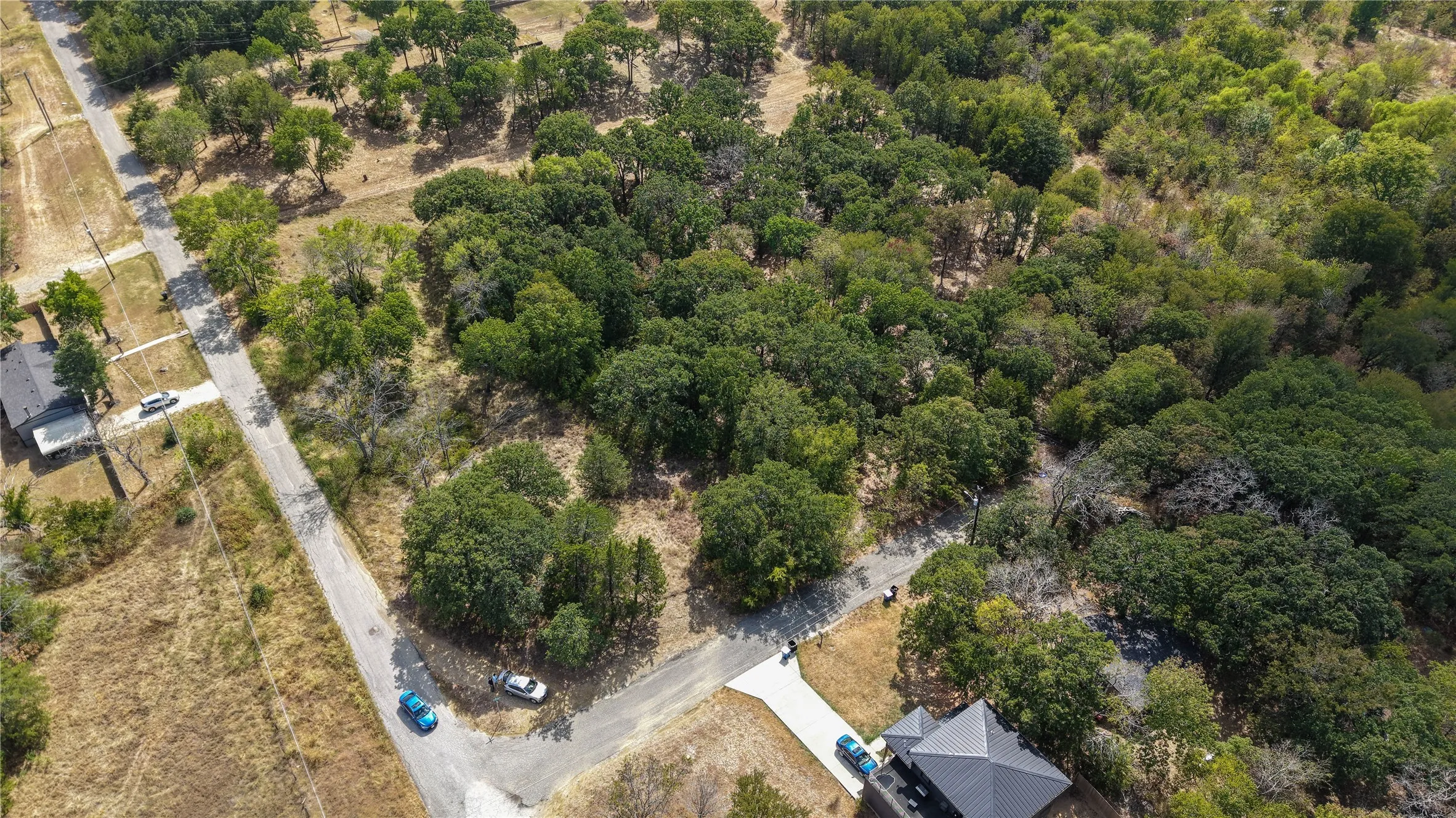 Expansive wooded lot with paved road access