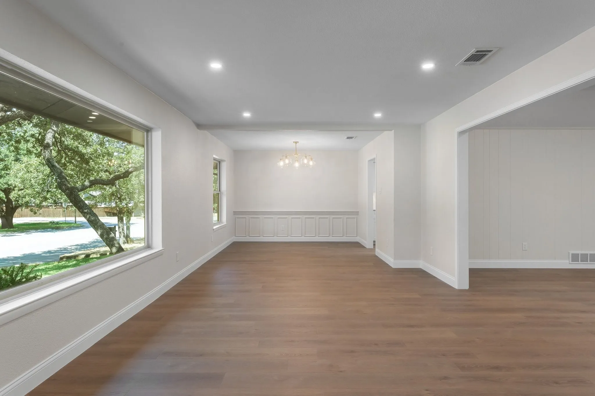 Expansive second living and dining areas.