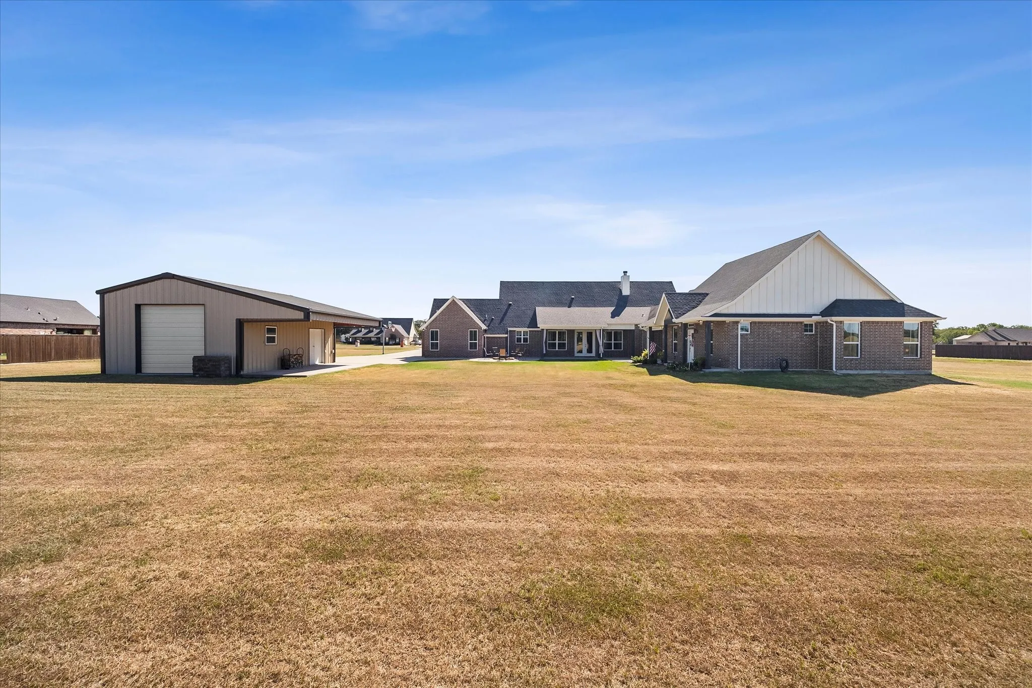 View of the rear of the home and workshop.