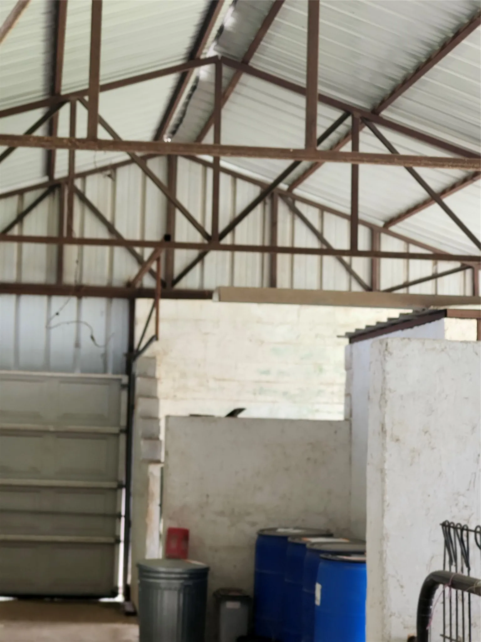 The interior construction of the barn
