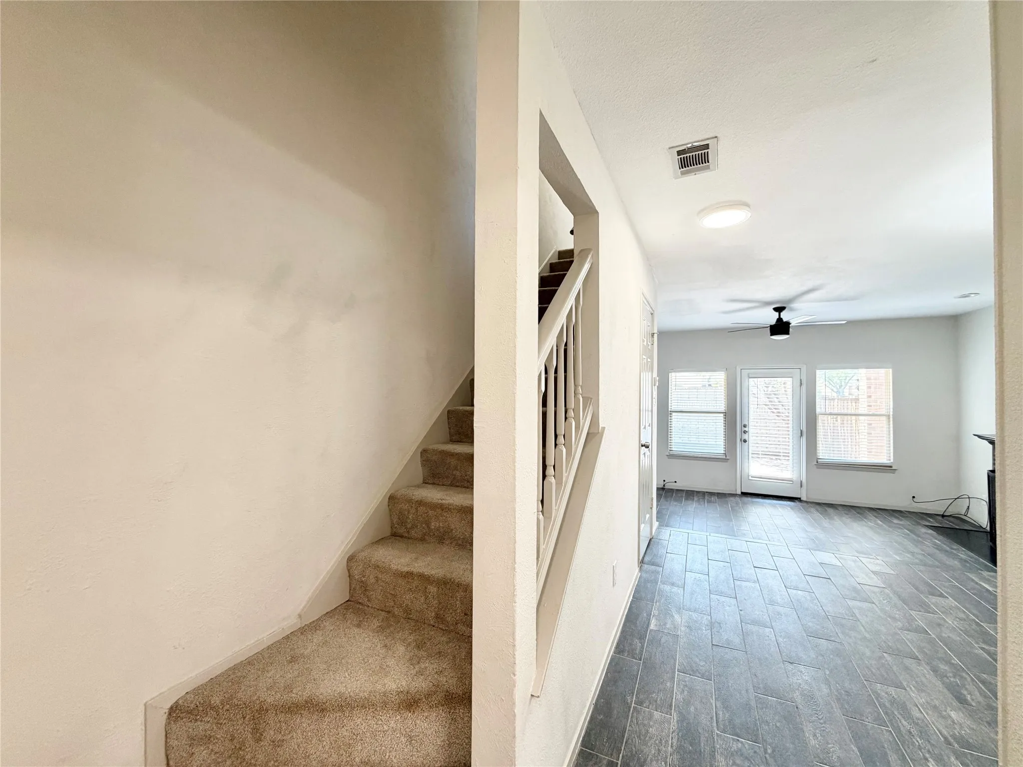 Stairs to bedroom and bathroom