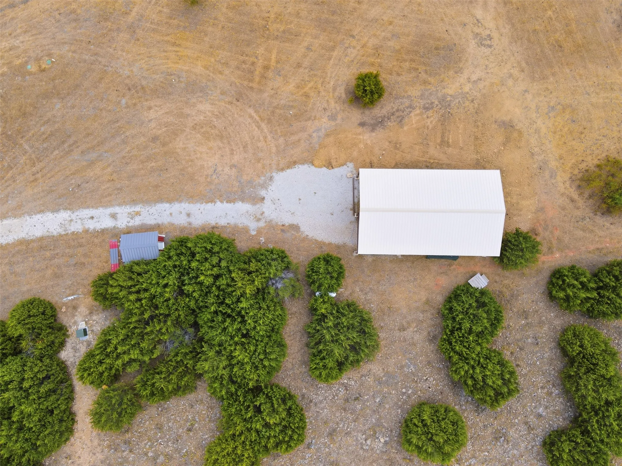 Looking down over metal building