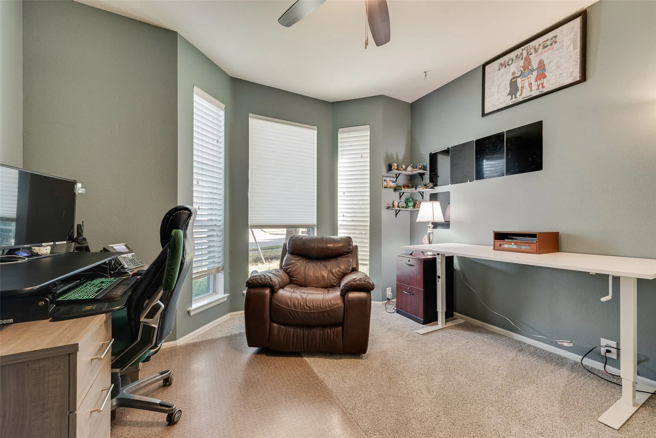 This bedroom downstairs could also be used as an office.