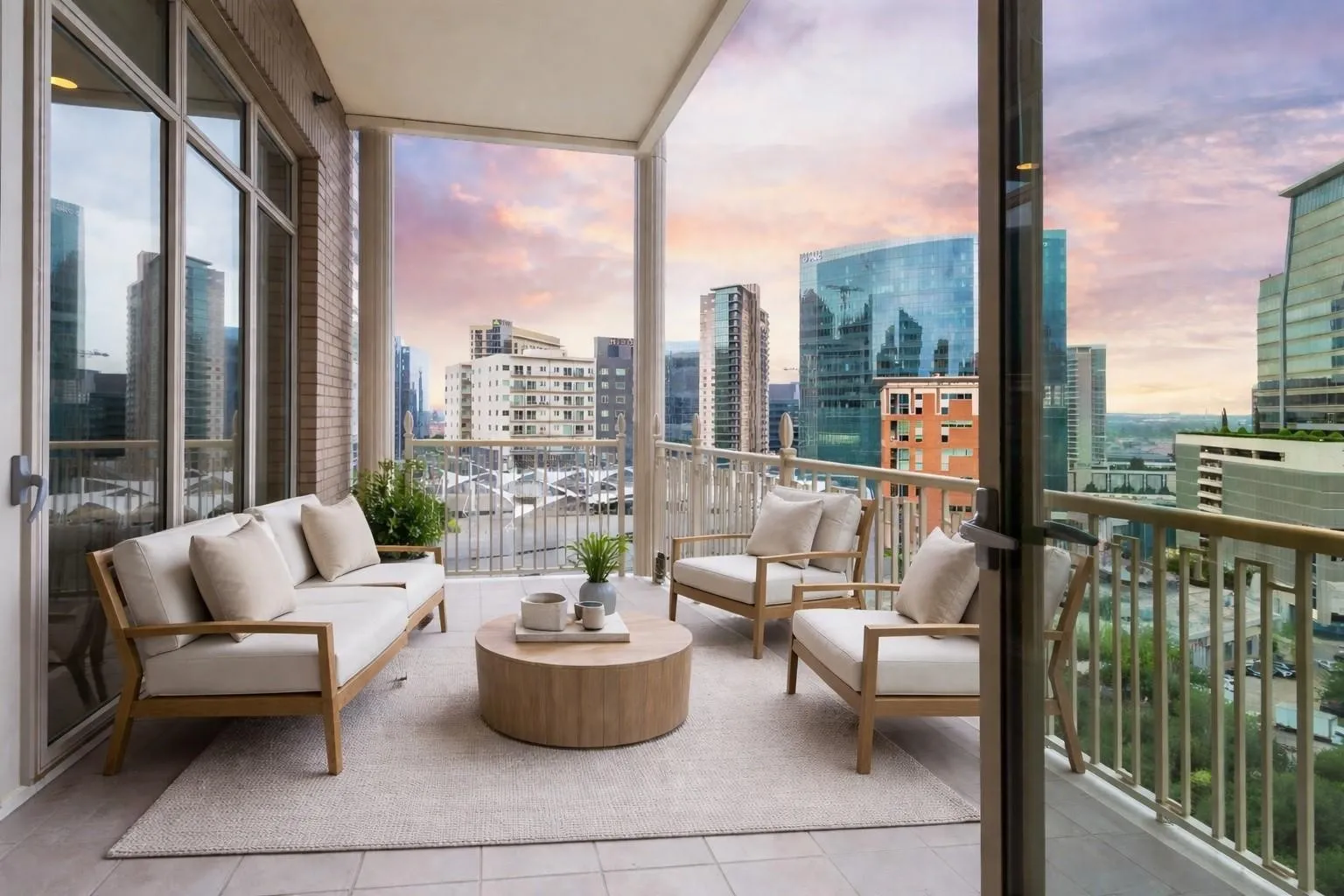 Enjoy morning coffee on the corner balcony (virtual furniture)