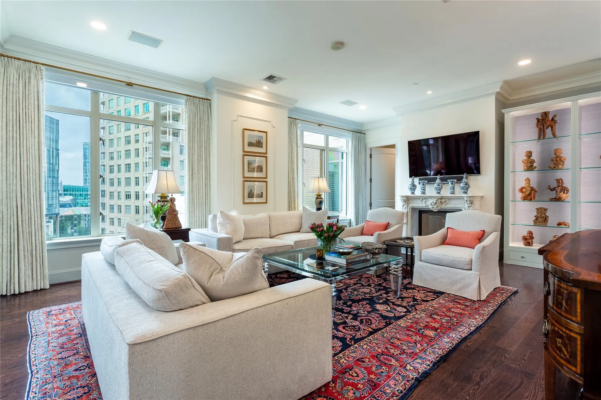Uptown views through operational windows.