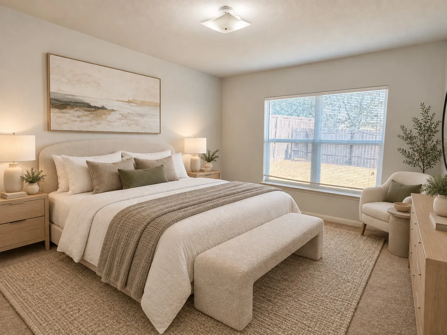 Virtually staged Bedroom 3 (Primary) with paint color change