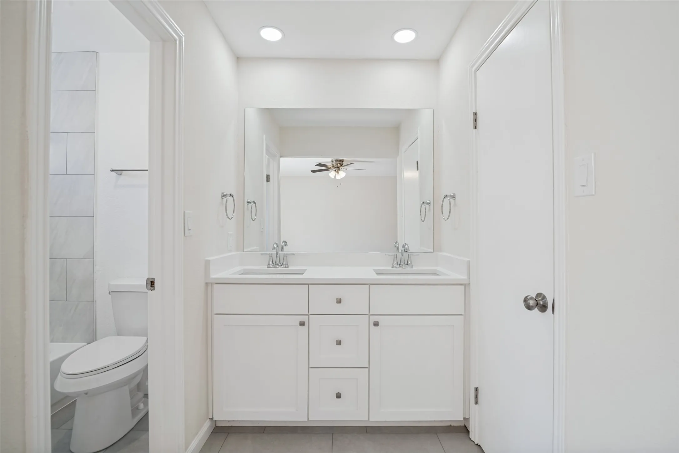 Primary bathroom with natural countertops