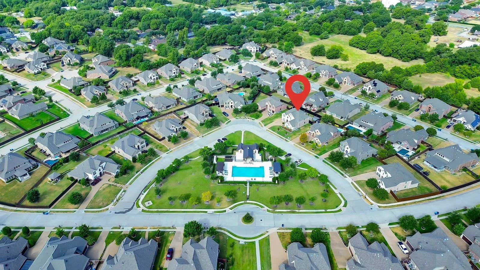 Shows location across from community pool