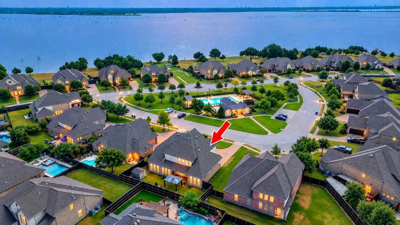 Shows proximity to Lake Ray Hubbard