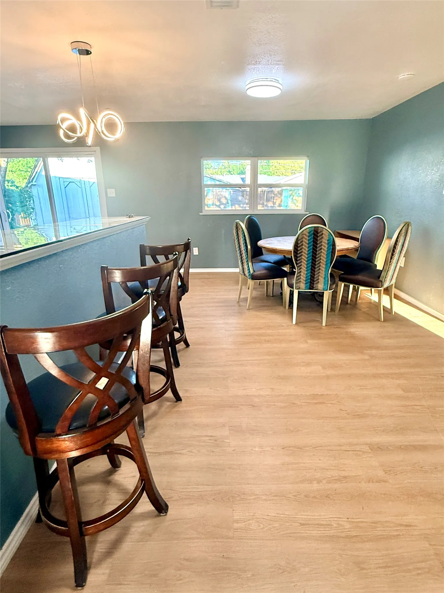 bar seating and large dining area