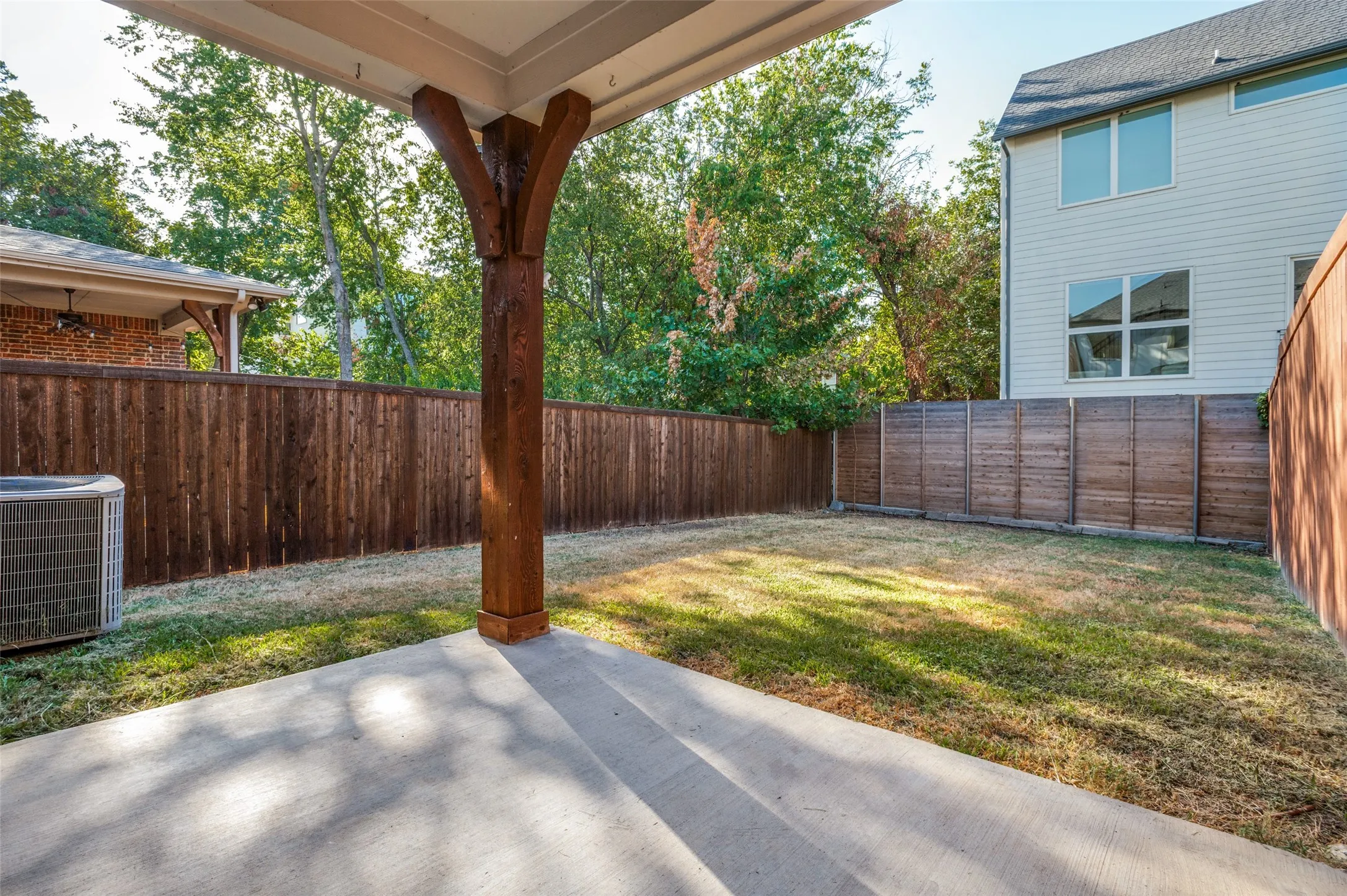 Backyard with covered patio