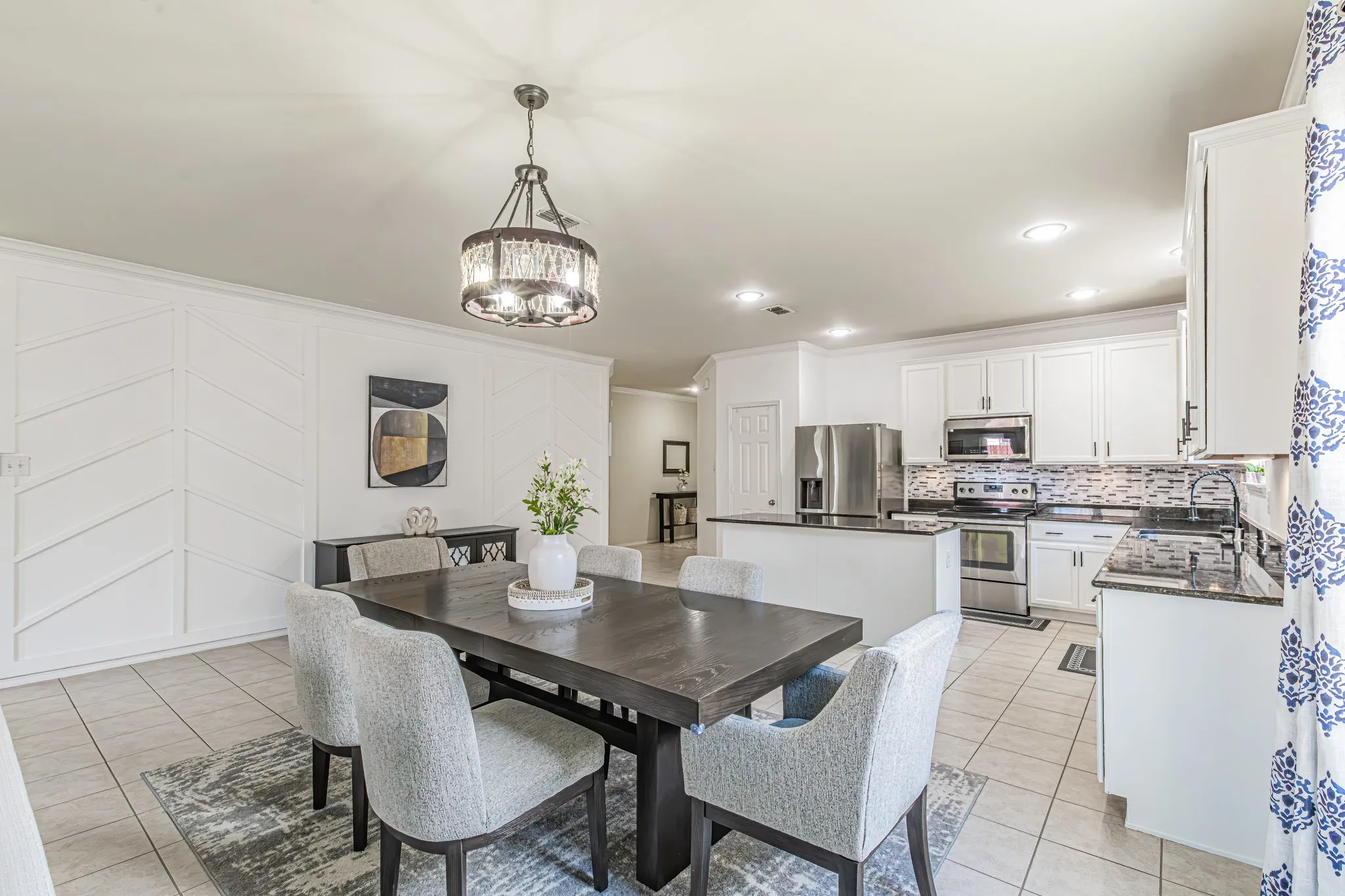 Beautiful dining area with room for an even bigger table.
