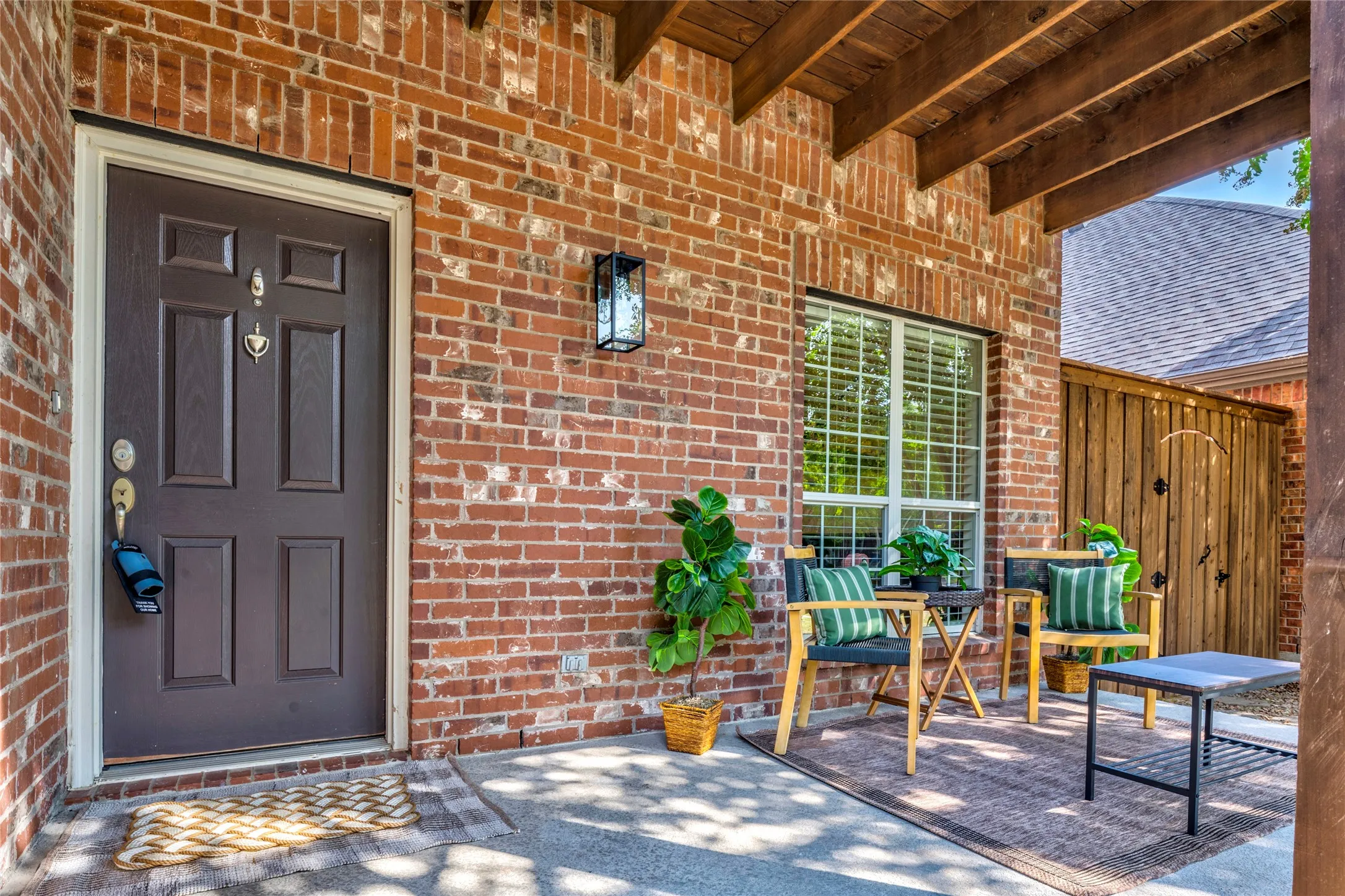 Covered front porch with room for seating and a front-row view of evening sunsets.

