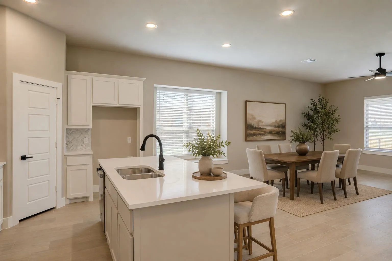 staged dining area