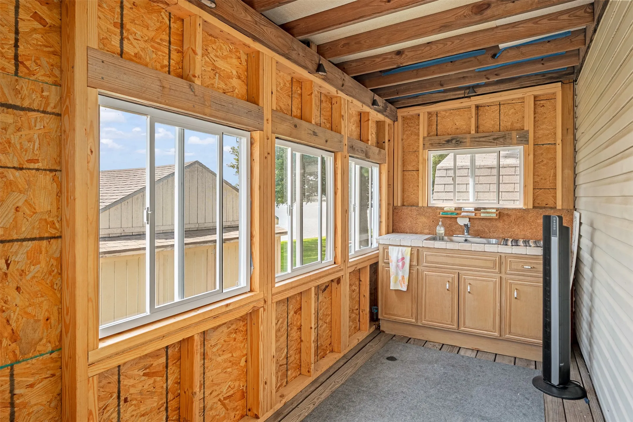 back porch with built in sink