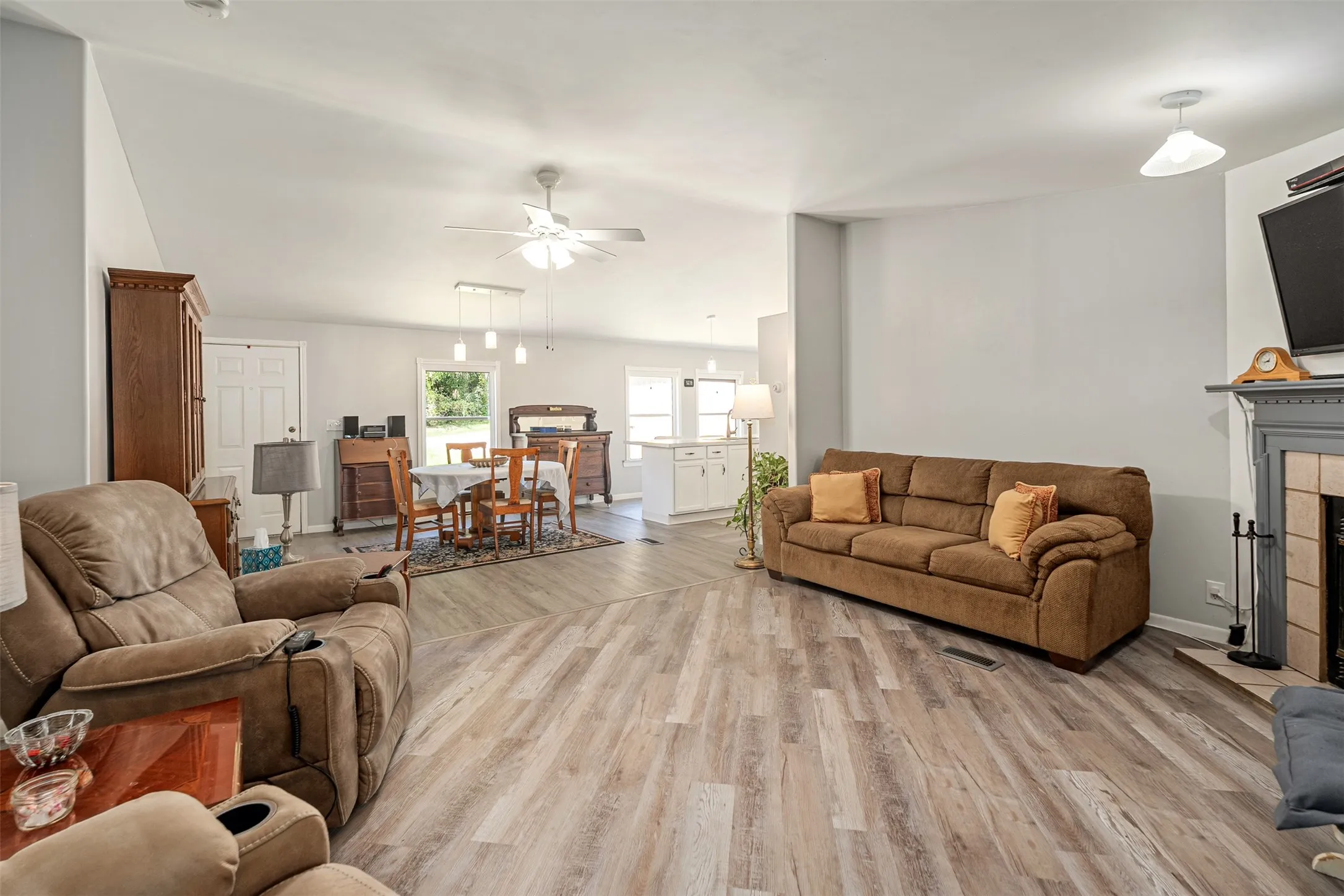 Living room with new laminate flooring
