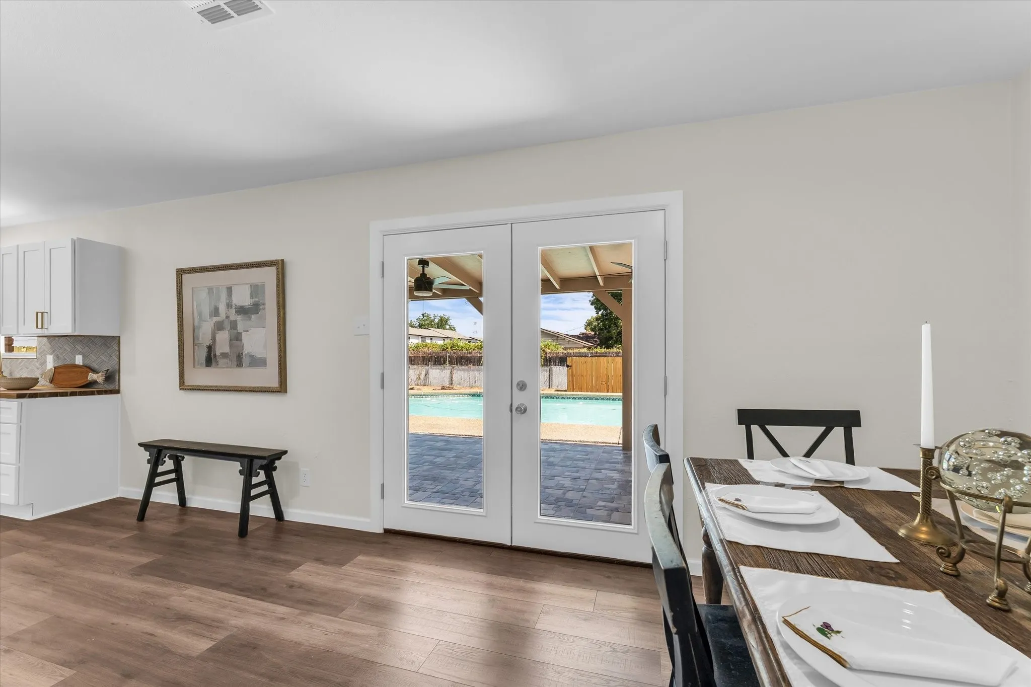 Wood-finish flooring throughout