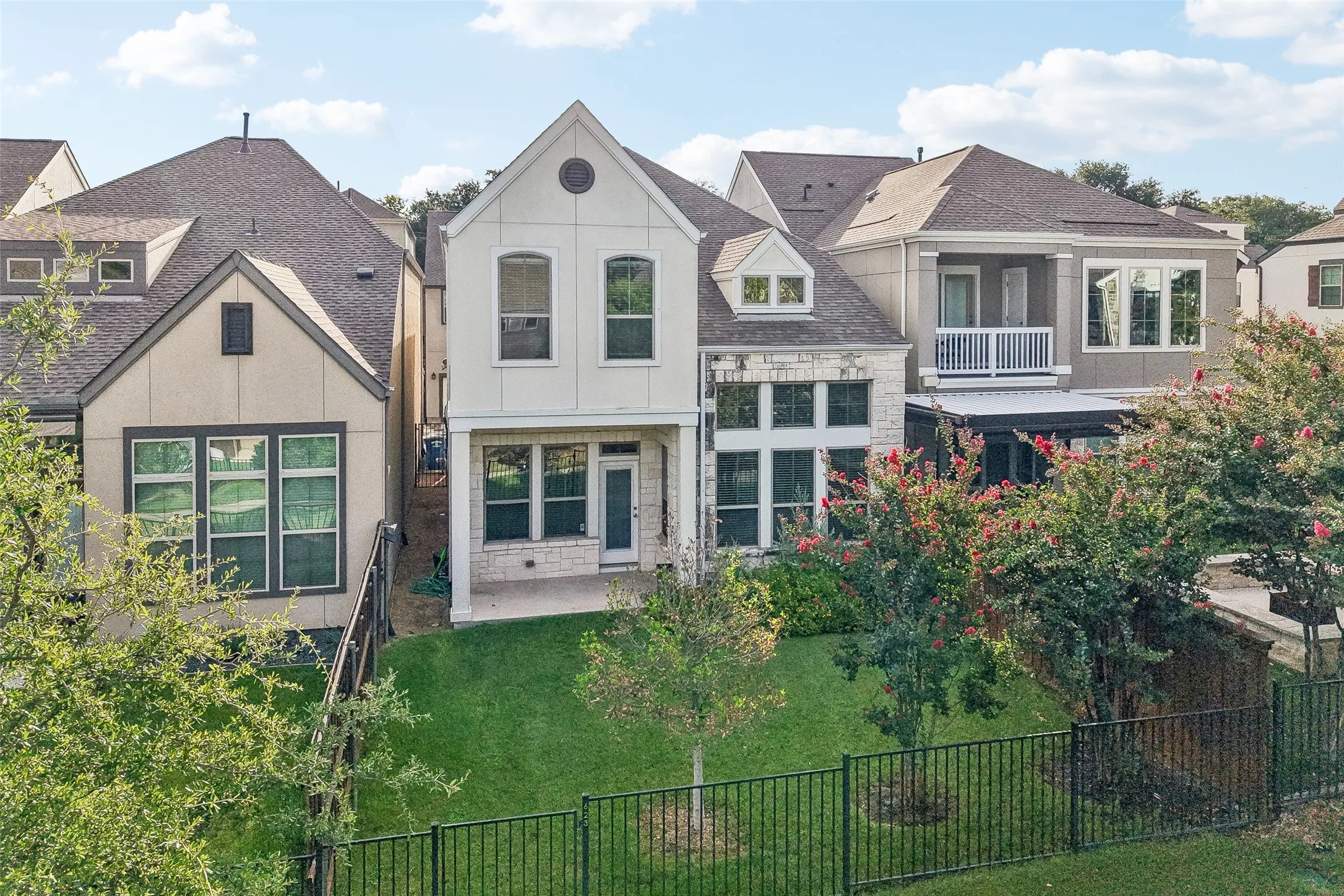 bird's eye view of fenced back yard