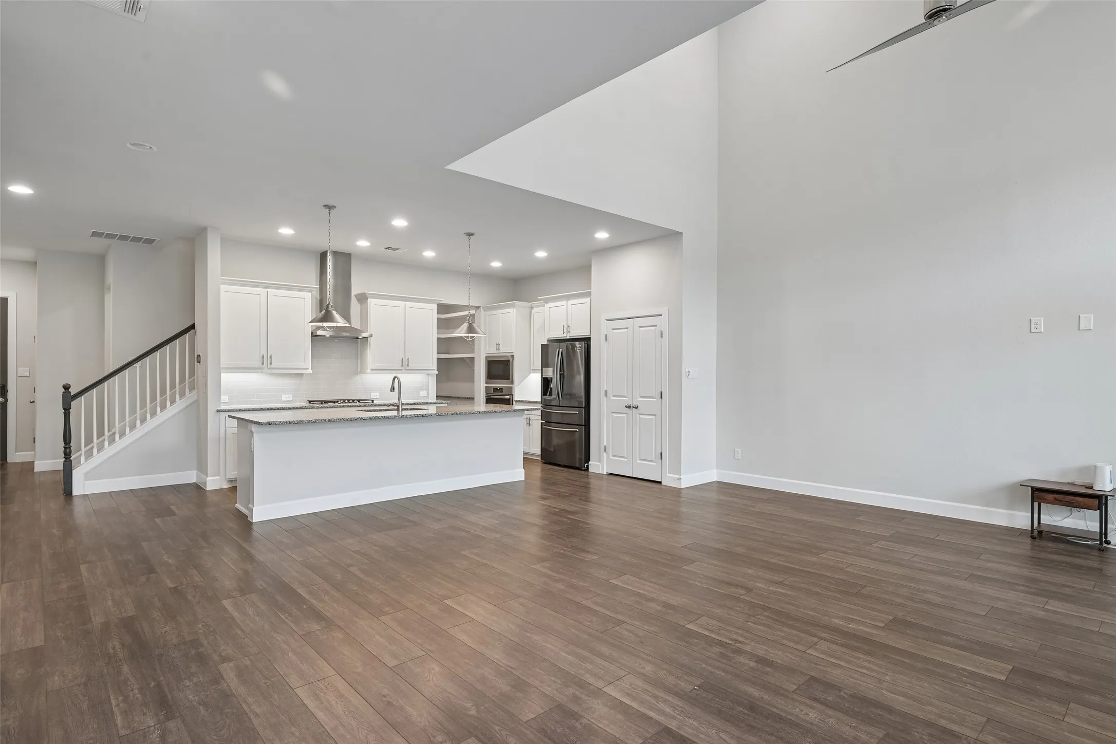 open layout kitchen, living & dining