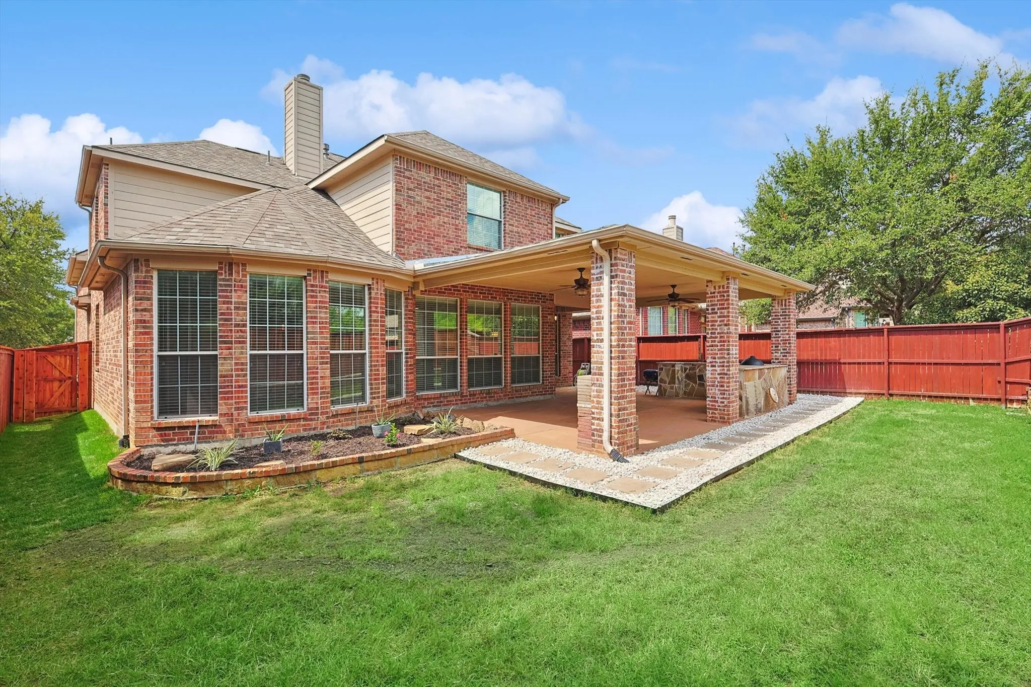 Your family will enjoy spending time together in the backyard.