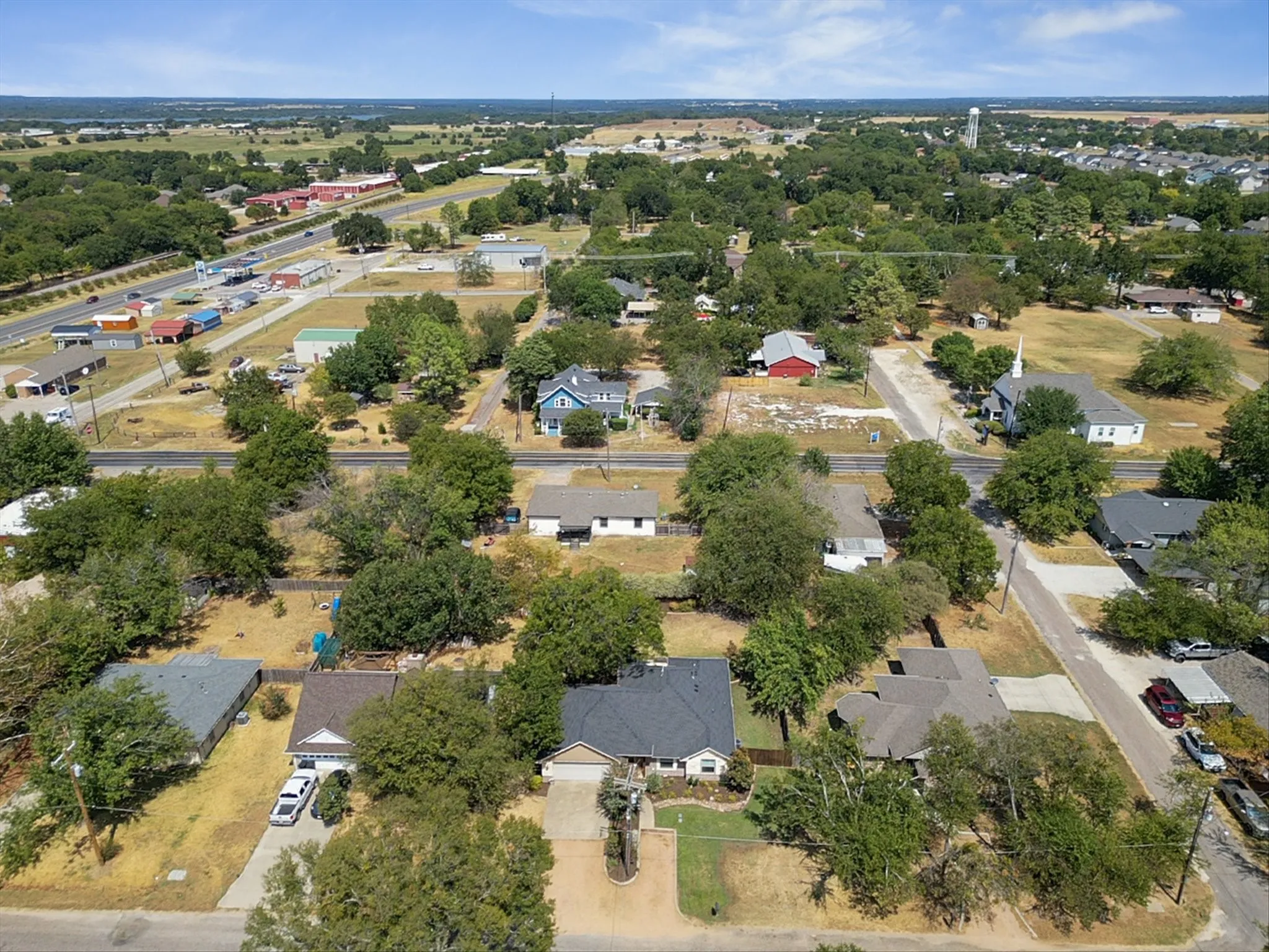 Residential neighborhood featuring mature trees and established structures