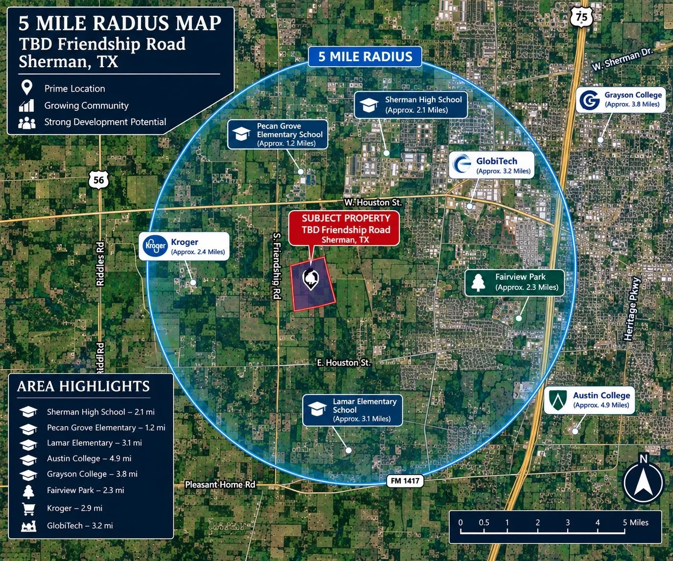 5 mile radius map