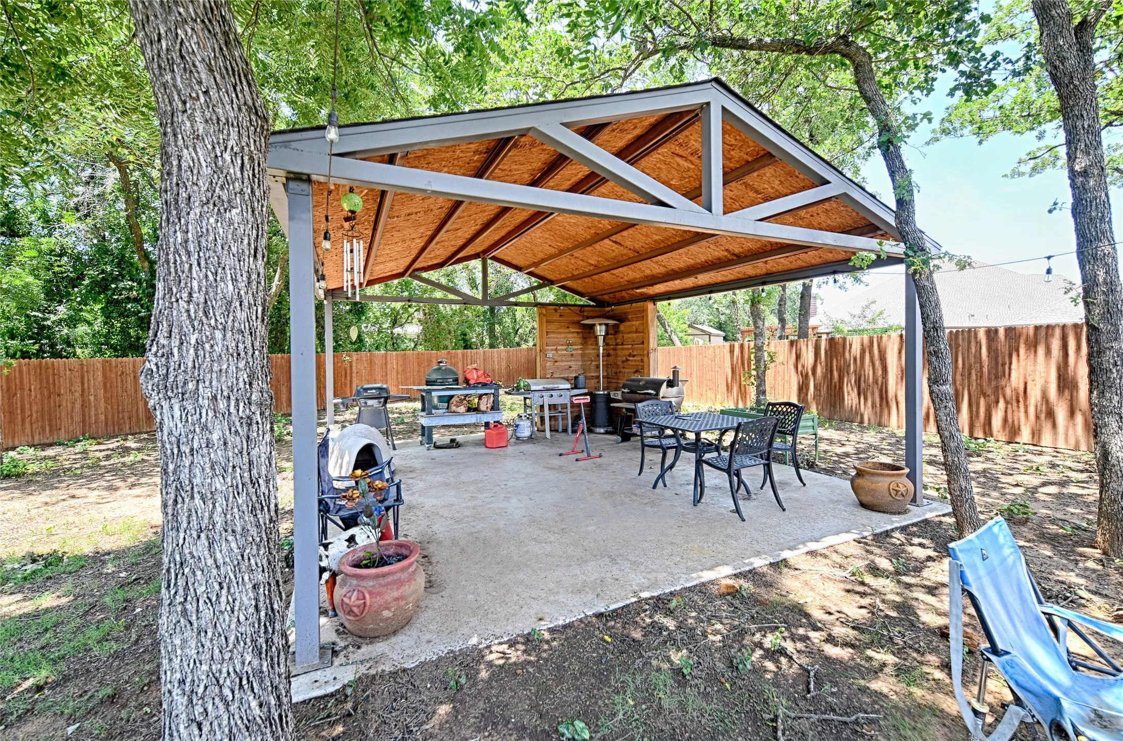 View of terrace with area for grilling