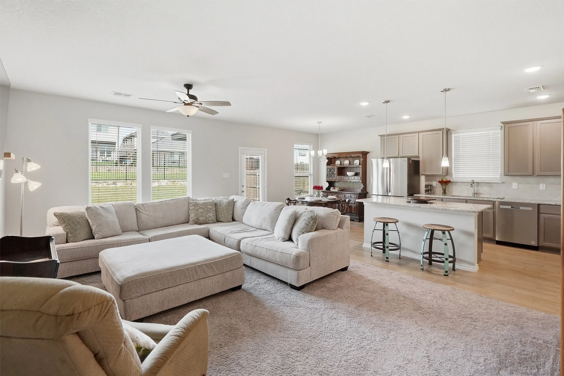 This versatile floor plan offers a massive living area that easily accommodates oversized furniture without sacrificing a sense of openness.