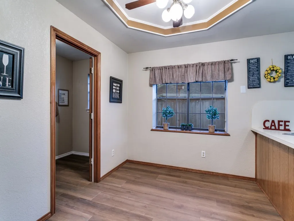 Breakfast Area with a peek into the spacious Laundry Room.