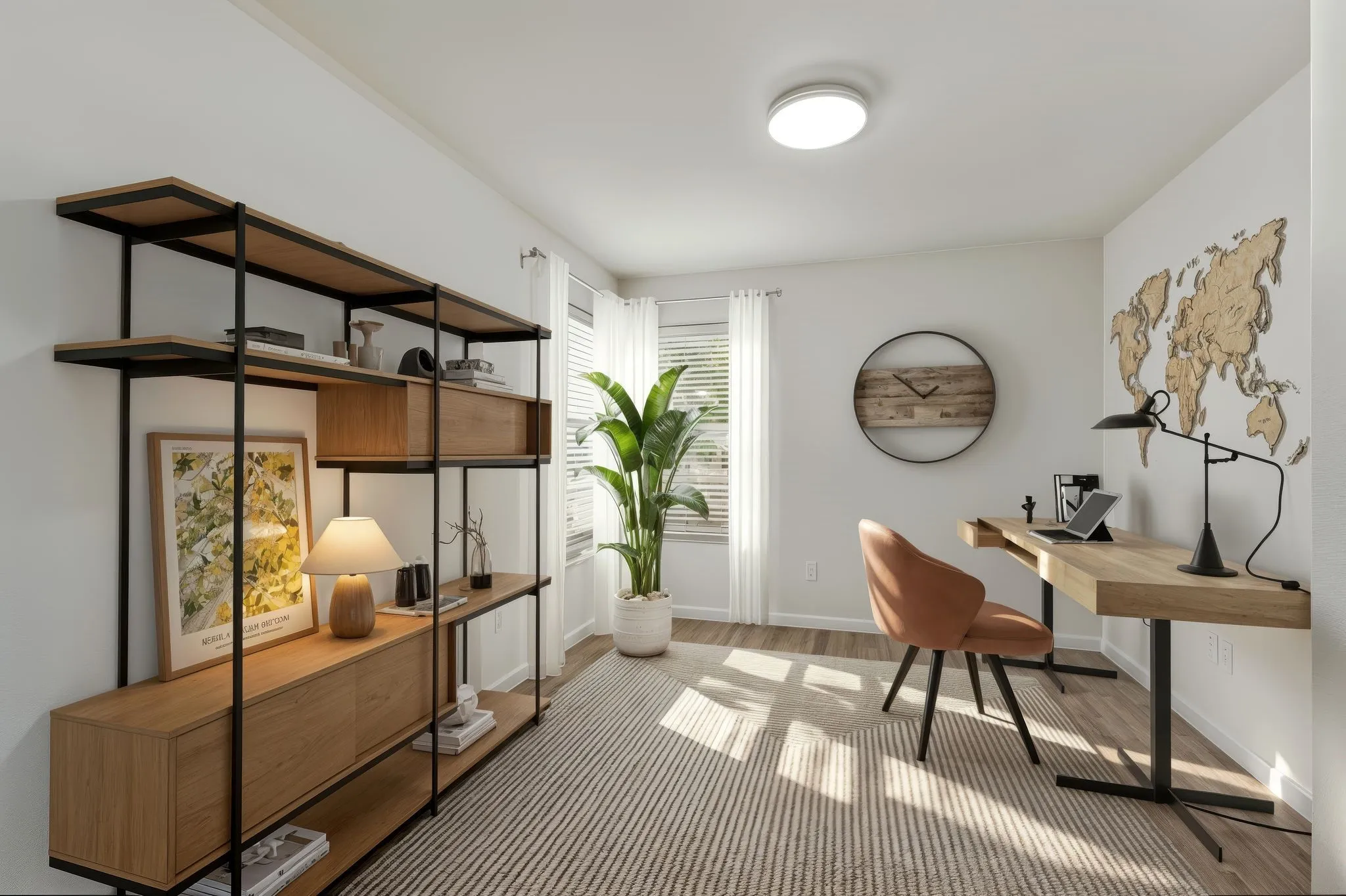 The Home Office Opens To The Living Room, Kitchen And Dining Area, Creating An Exceptional Open Atmosphere.  Also Ideal For An Exercise Room Or Craft Room.  Virtually Staged.