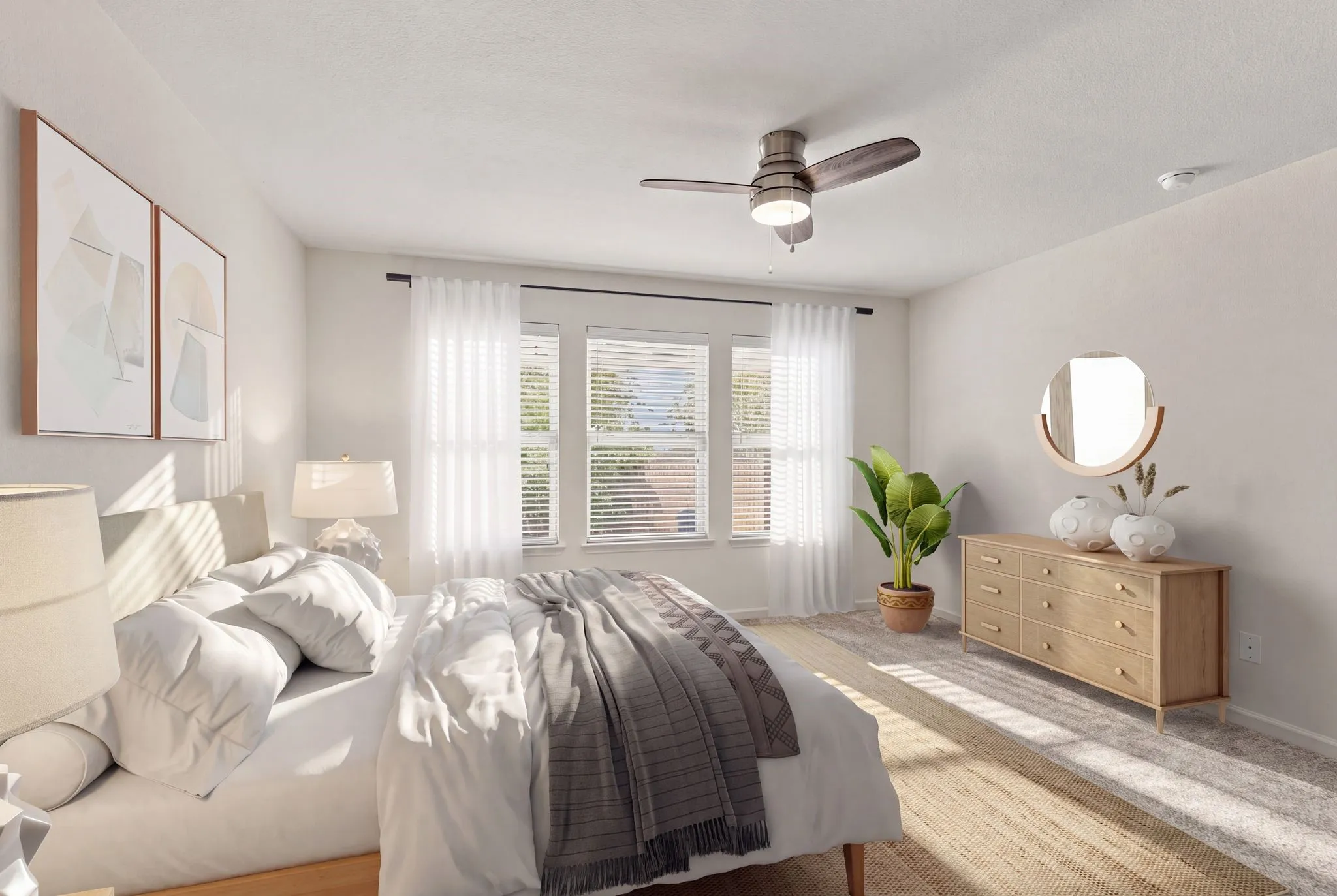The Generously-Sized Owner's Suite Accommodates All Your Bedroom Furniture And There's Ample Space For A TV Too.  Virtually Staged.