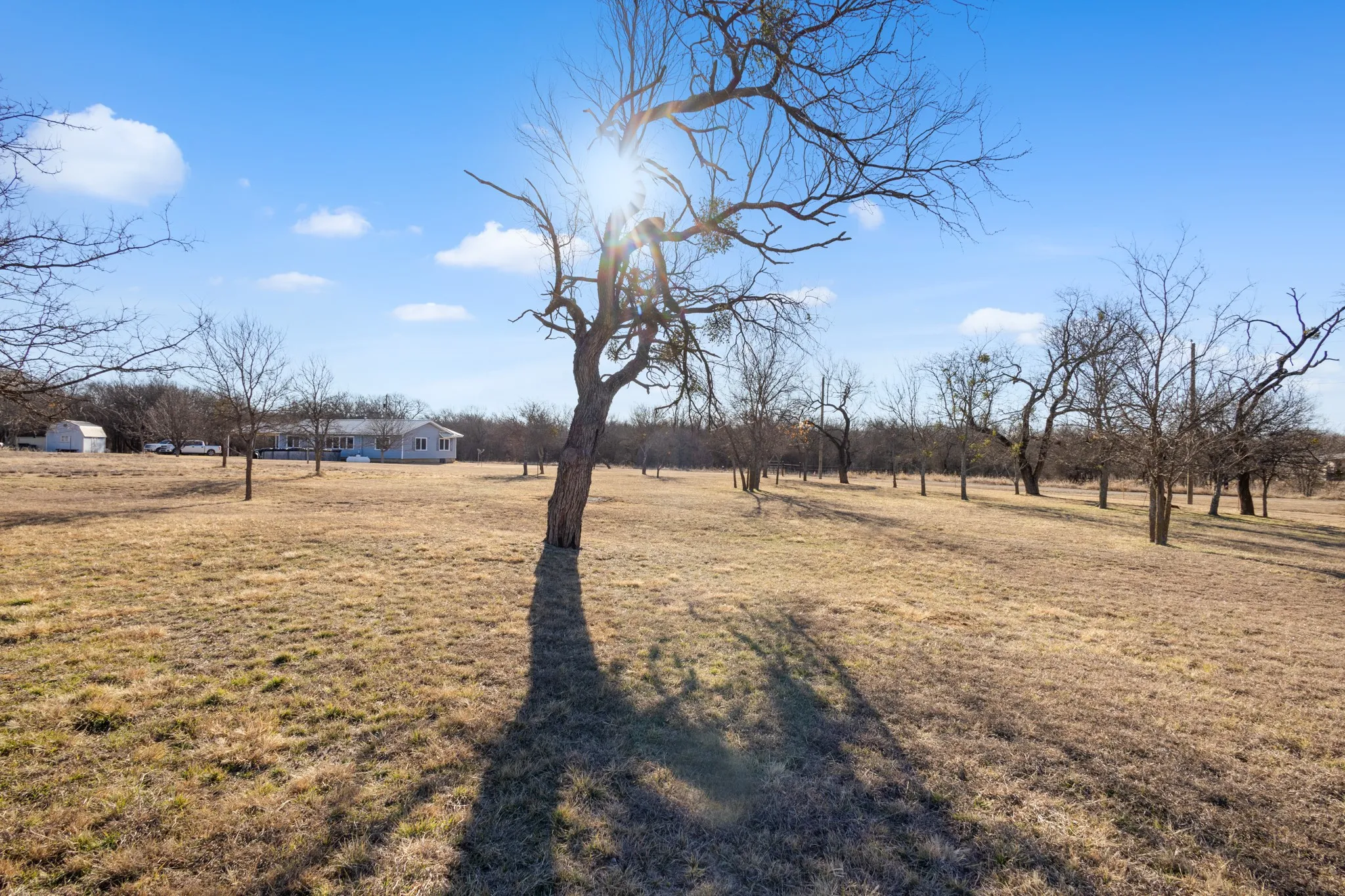 Expansive land with a single-story residence and detached storage structure