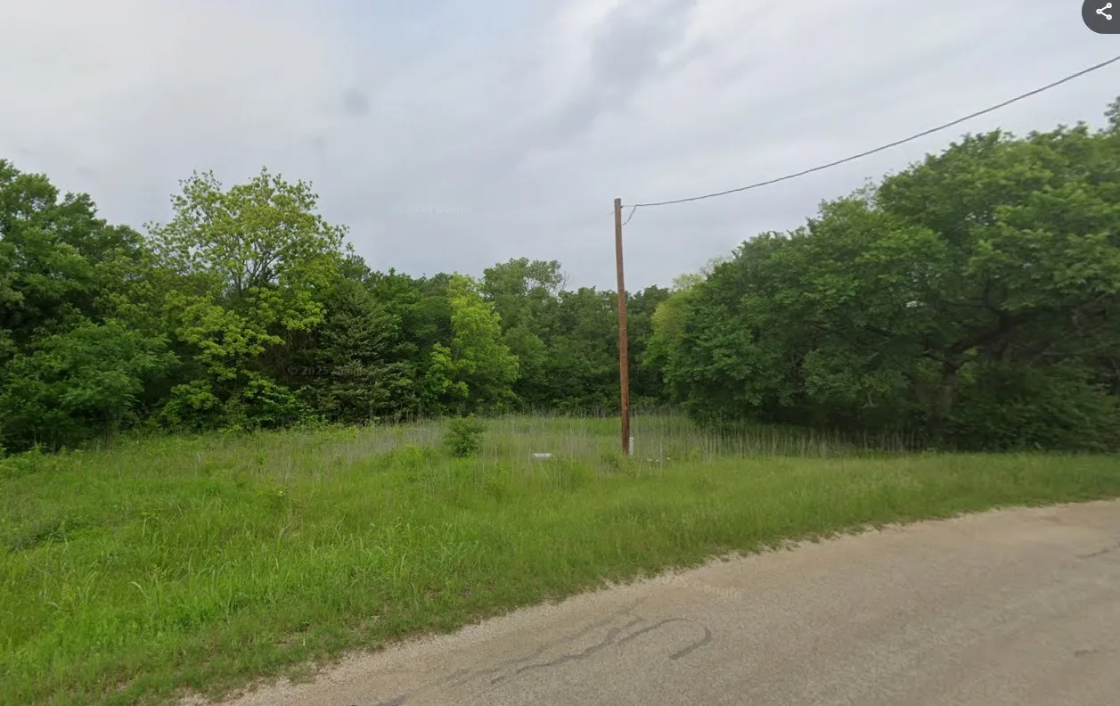 Expansive lot featuring mature trees, natural grassy areas, and a paved road frontage