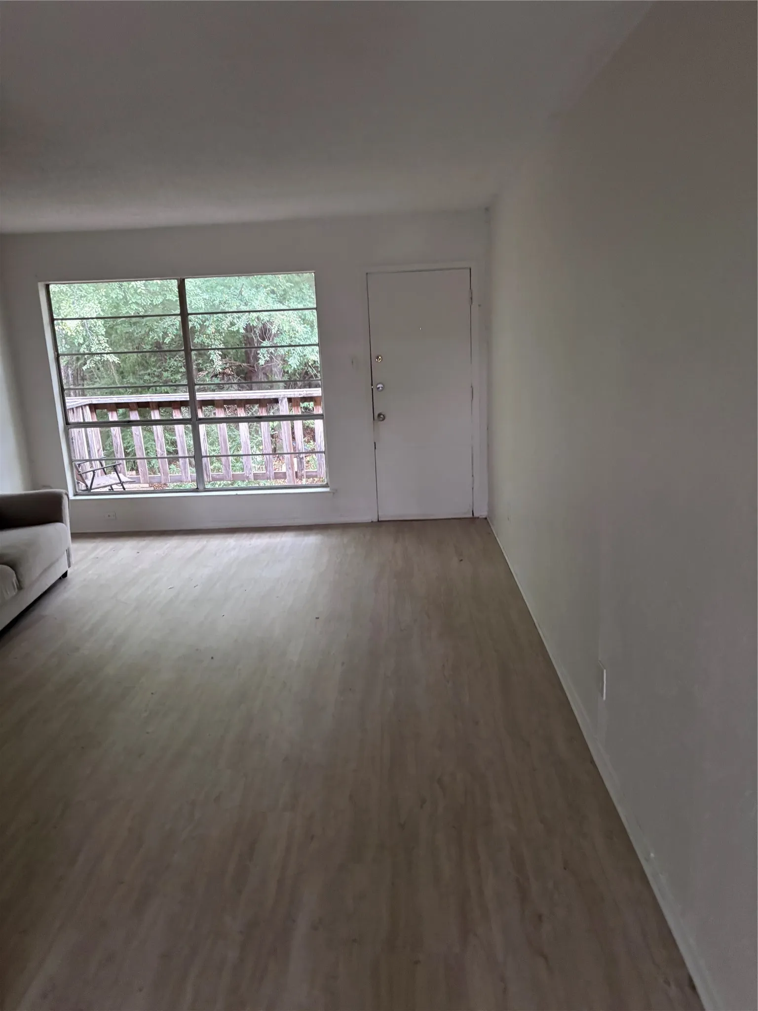 Wood-finish flooring with a neutral color palette