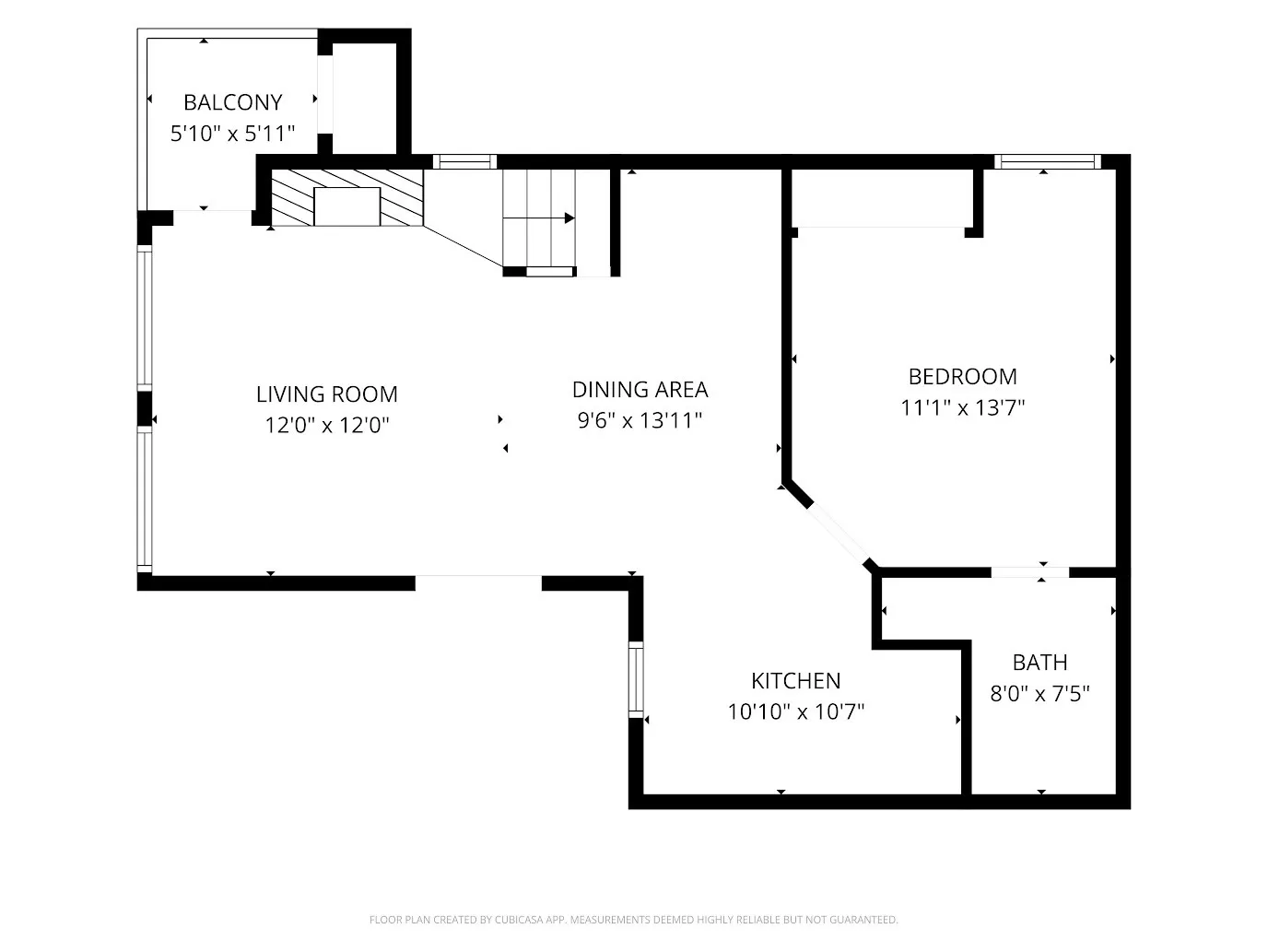 2nd Floor Main Entrance Floor Plan: Featuring 1 Bed, 1 Full Bath with Open Living/Dining & Private Balcony