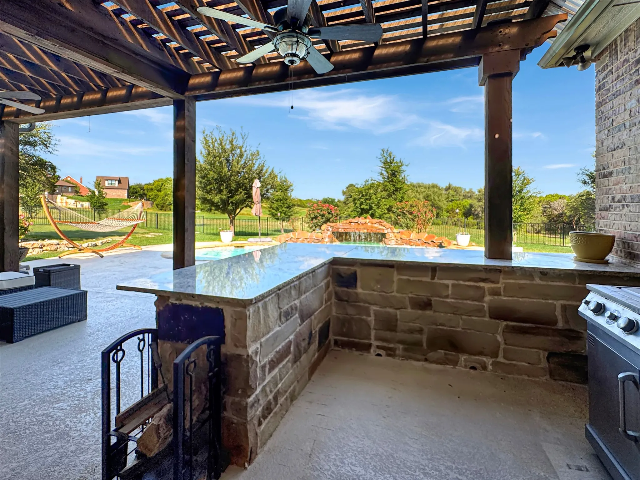 Outside kitchen with a fabulous view