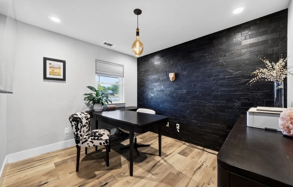 Office with sliding door entry