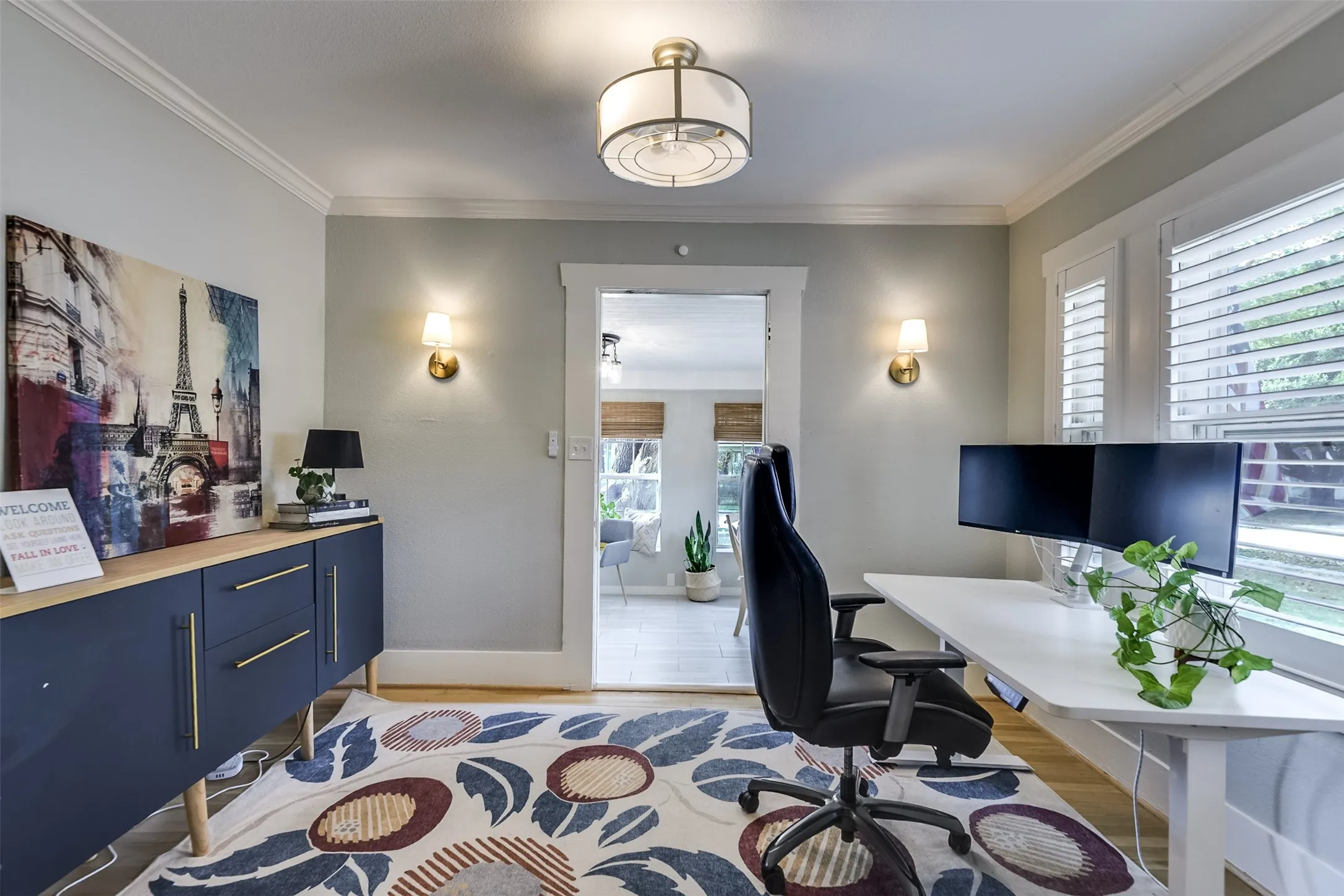 Need a dedicated home office?  Look no further!  This roomy study boasts of the homes original wood flooring and offers plenty of space for a generous desk, projects and all the essential of today's work-from-home lifestyle.