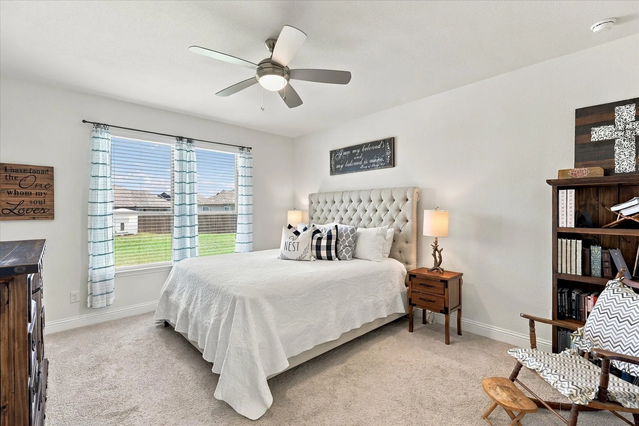 Oversized primary bedroom with California King bed and still room for an additional sitting area