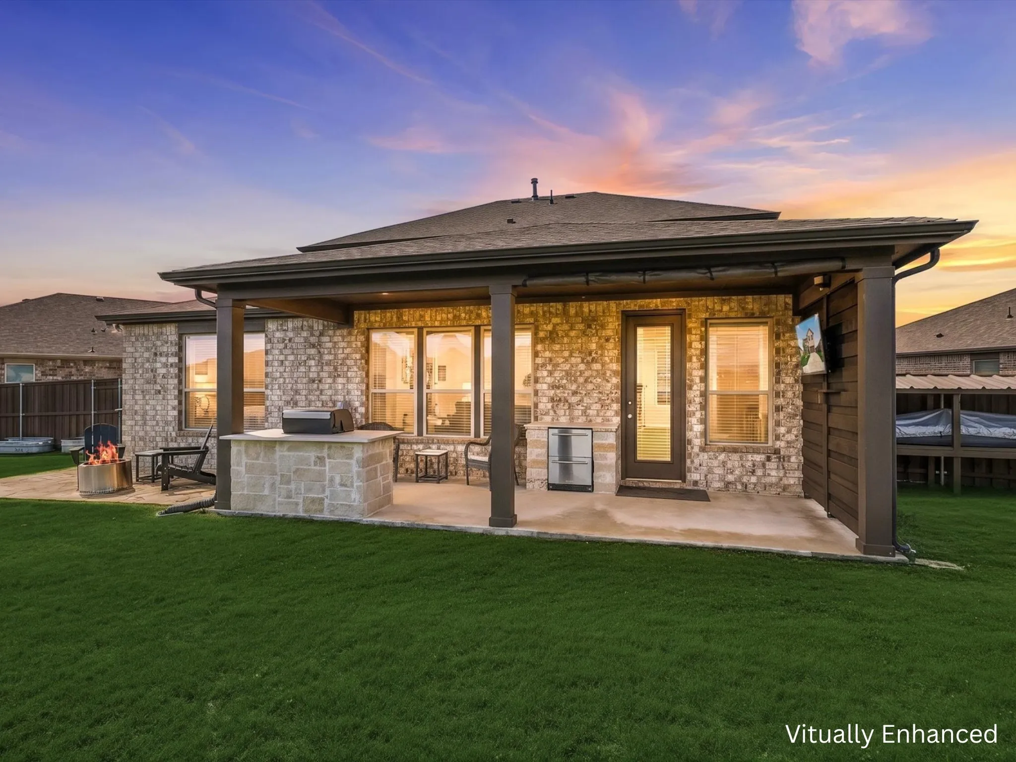 Virtual Twilight view of back entertaining area
