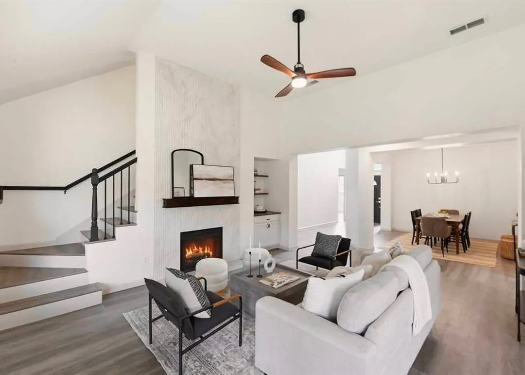With gas fireplace