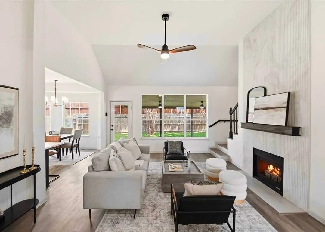 With gas fireplace