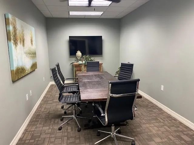 Office space with a drop ceiling