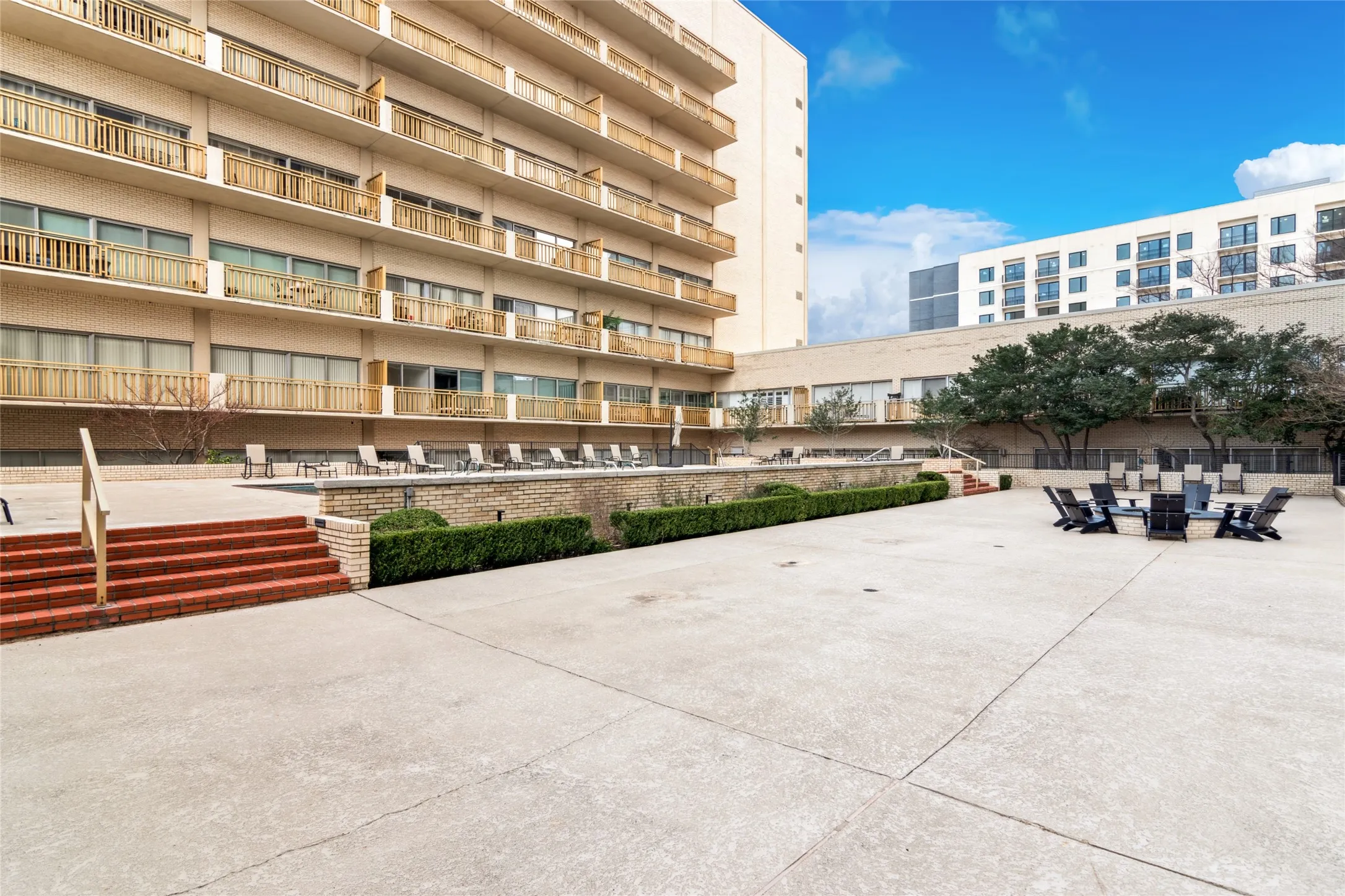 Garden level entrance to swimming pool area.