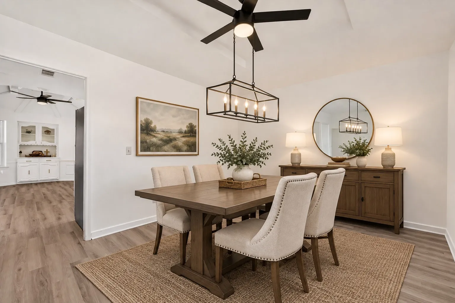 Convert the Dinning area into a formal Dinning room or a formal living area. AI enhanced. You can also convert it into another large bedroom.