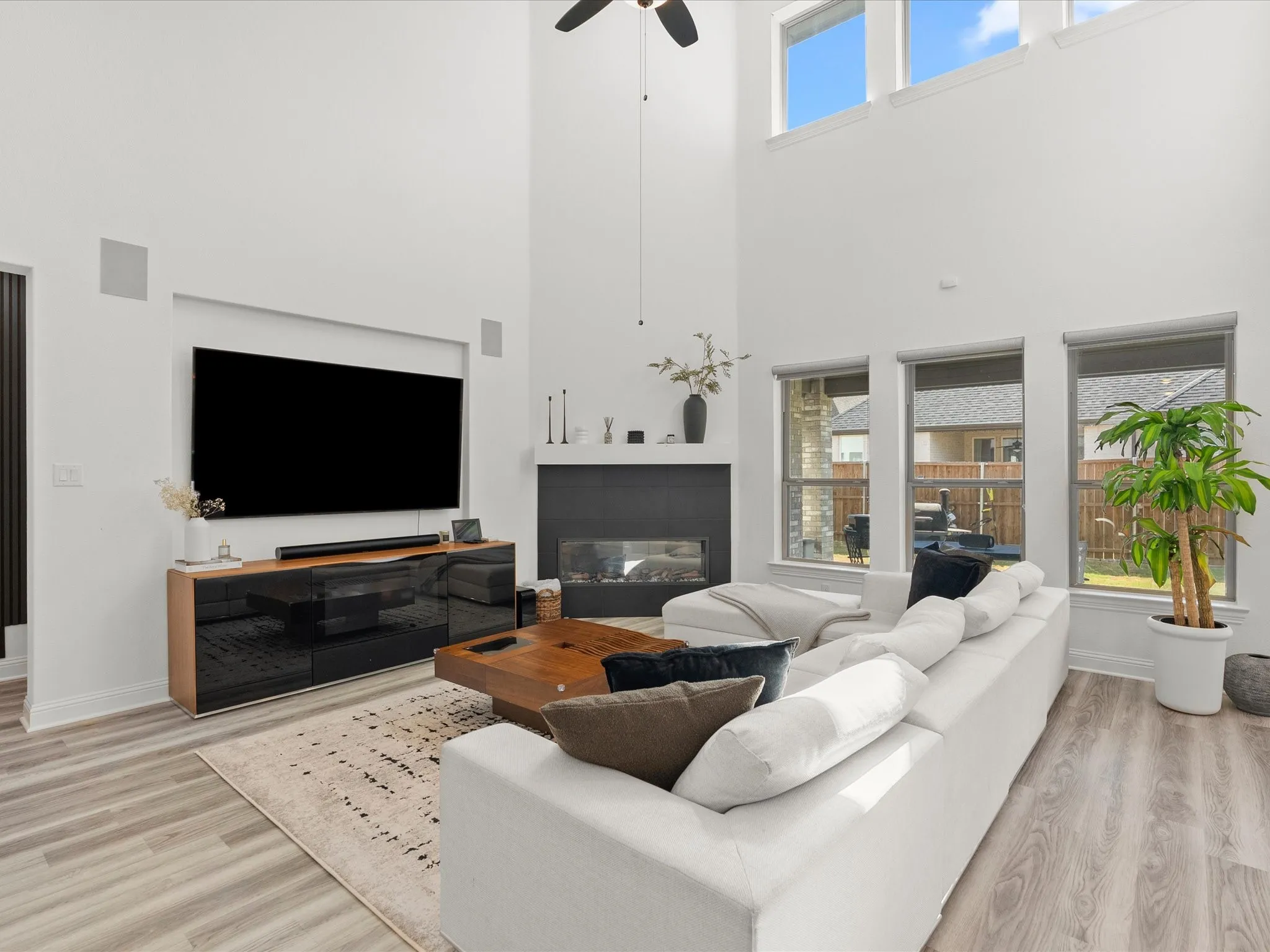 Soaring ceilings and expansive windows