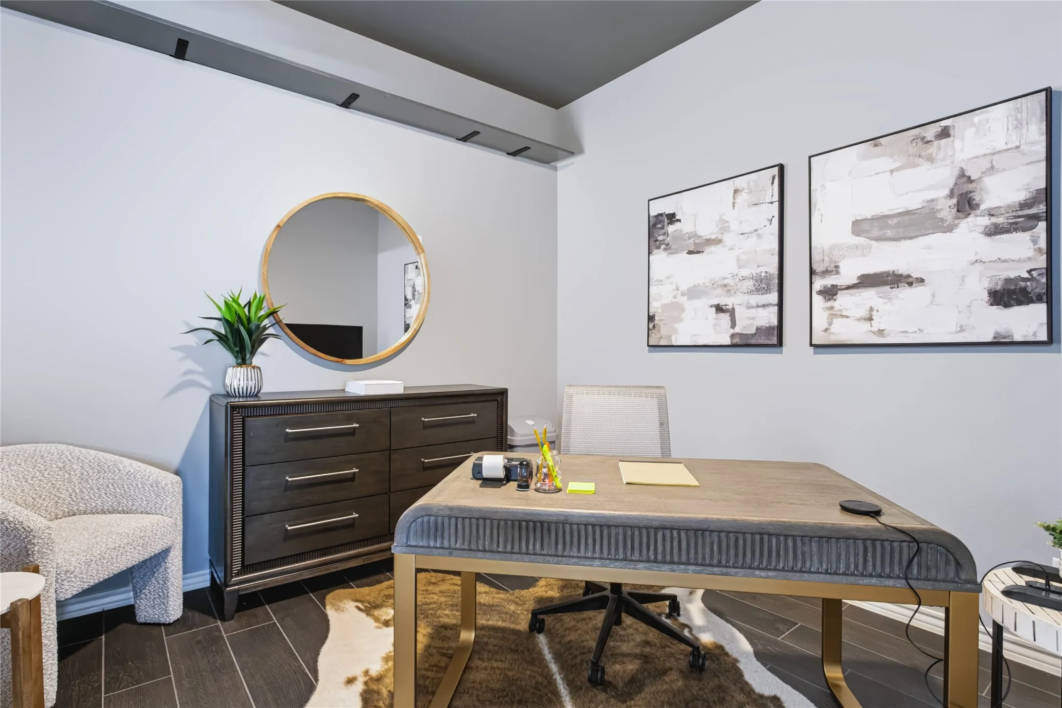 Dark wood-finish flooring